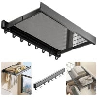 Colgador de ropa retráctil pared repisa ganchos