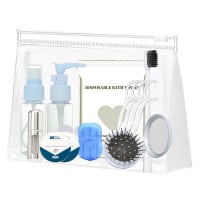Kit de viaje botellas perfume toalla cepillo espejo y más