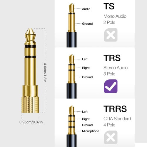 Adaptador TRS 6.35mm A 3.5mm Jack Adaptador TRS 6.35mm A 3.5mm Jack