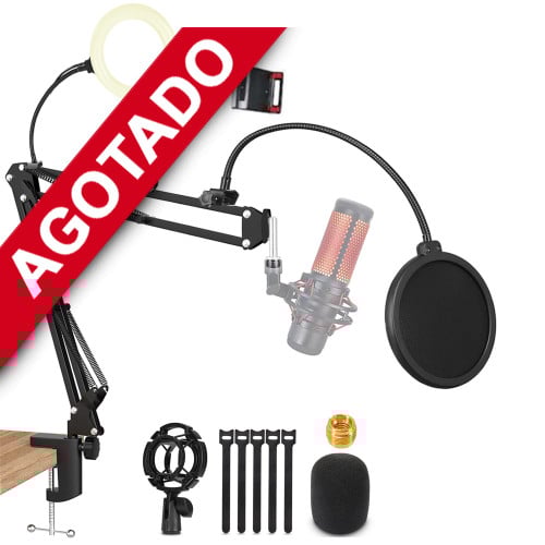 Brazo micrófono Hyperx Quadcast con antipop y aro led