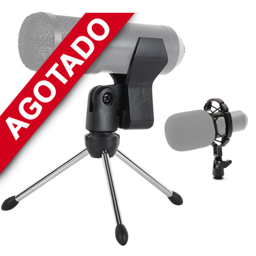 Trípode micrófono escritorio con araña shockmount