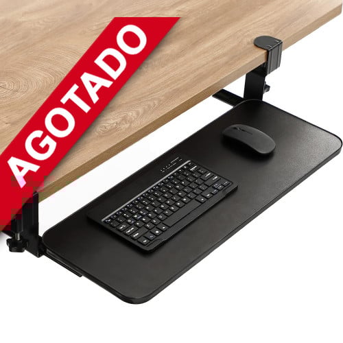 Bandeja teclado bajo escritorio con riel y prensa 