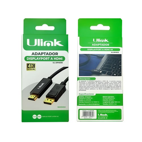Cable Displayport a HDMI 1.8 mts macho macho Cable Displayport a HDMI 1.8 mts macho macho