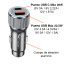 Cargador Automóvil USB C y USB Máx 42.5W