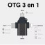 Adaptador OTG USB C Micro USB y Lightning a USB 3.0