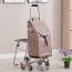 Carrito compras plegable asiento ruedas escalera Café