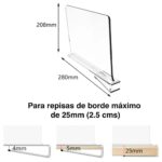 Separador repisas libros Acrílico muebles closet - Imagen 5