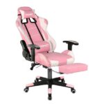 Silla Gamer Ergonómica con apoya pies rosada
